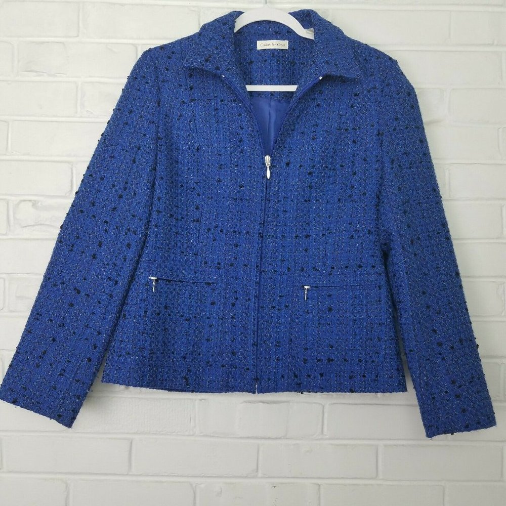 Coldwater Creek Career Blue Tweed Jacket 4